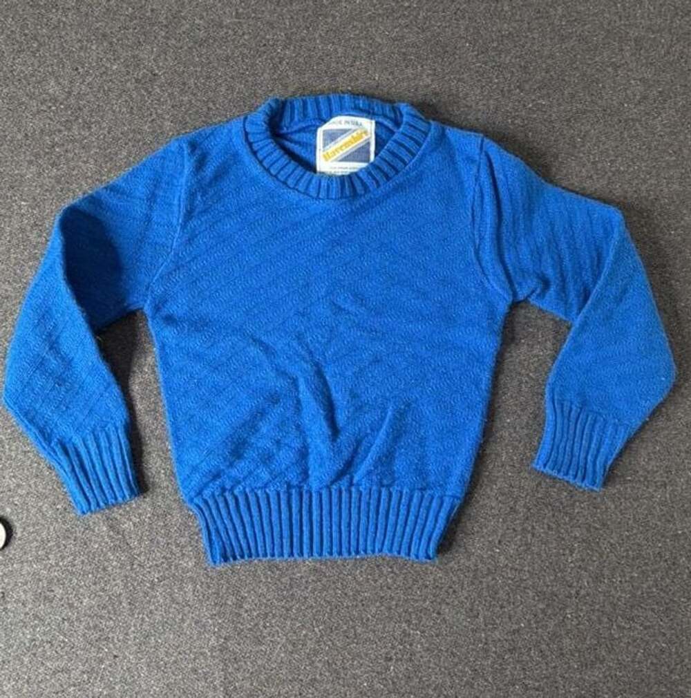 Vintage Havenshire Blue Acrylic Ribbed Knit Sweater Made In USA
